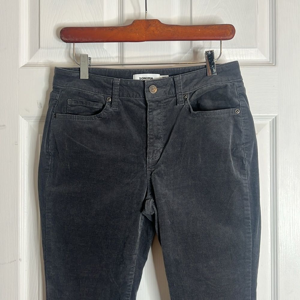 Sonoma Petite Grey Mid-Rise Skinny Leg Corduroy Pants - Picture 2 of 5